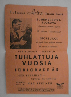 "Tuhlattuja vuosia" -elokuvan mainoslennäkki