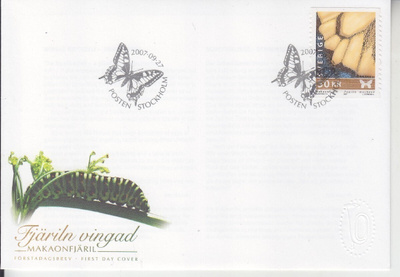 Ruotsi FDC 2007 50 kr perhosia