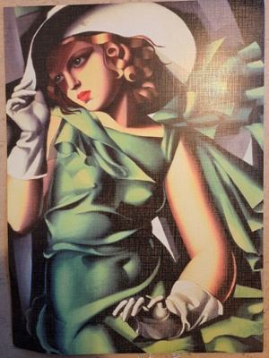 Taidejuliste Tamara De Lempicka : Nuori nainen käsineineen