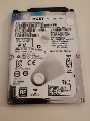 HGST 500GB 2,5" 7200RPM SATA kovalevy
