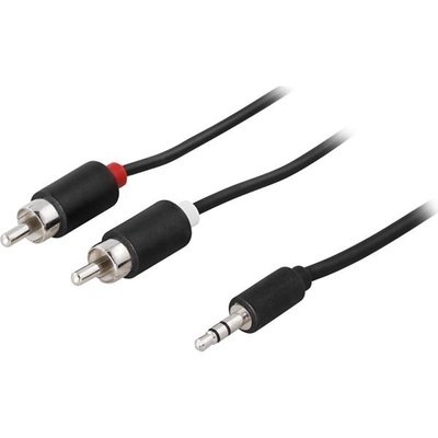 Deltaco 3.5mm uros - 2xRCA uros äänikaapeli, 5m *UUSI*