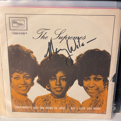 Mary Wilson / The Supremes nimikirjoitus 7" kannessa