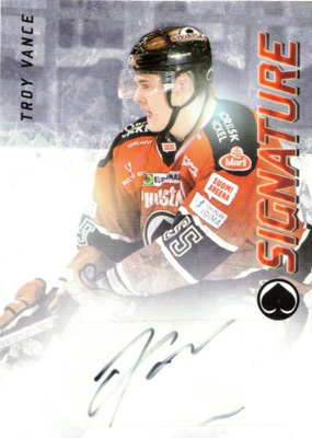2015-16 Cardset TROY VANCE Ässät Signature nimmari