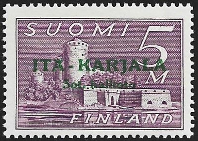 1941 Itä-Karjala  5 mk Vihreä lisäpainama ** LaPe 13