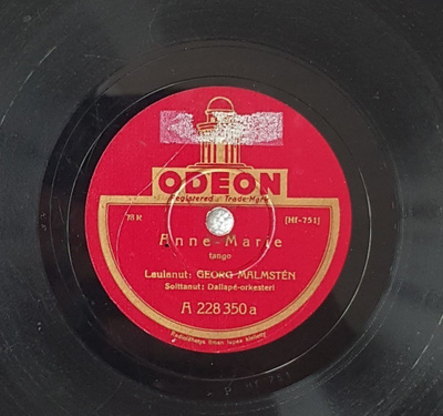 Savikiekko 1936 - Georg Malmsten - Odeon 228350
