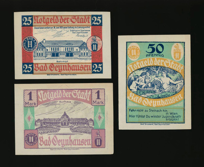 Saksa Notgeld 25, 50 Pfg, 1 Mk, Bad Oeynhausen 1921