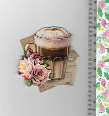 3D KORTTIKUVA °°~RUUSUJA & CAFE LATTEA~°° /Kimalle (Nro 81)