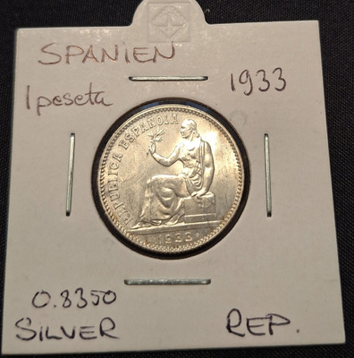 Upea! Unc 1 Peseta 1933 Hopeaa