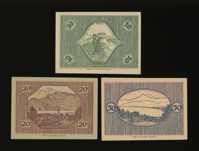 Itävalta Notgeld 10, 20, 50 Heller, St. Gilgen 1920