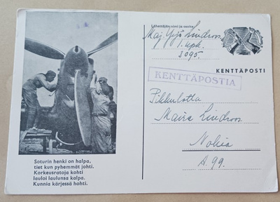 Ilmavoimien koneen kunnostusta, Kenttäpostia p. 1941
