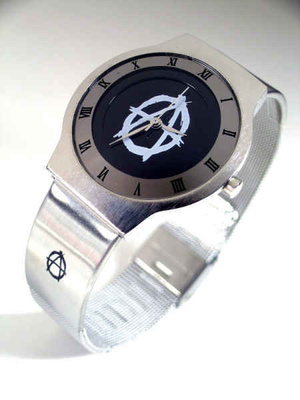 ANARCHY logo -- slimline rannekello + kotelo