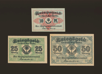 Saksa Notgeld 10, 25, 50 Pfennig, Bad Berka 1917
