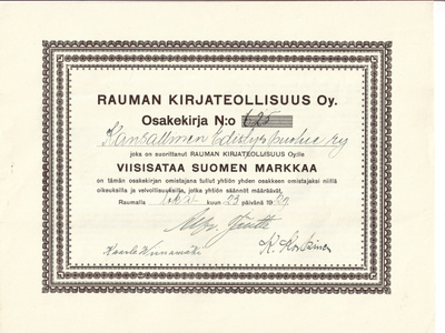OKK 1929 Rauman Kirjateollisuus