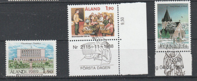 Ahvenanmaa v 1989, Erä, leimattu. Loistot.
