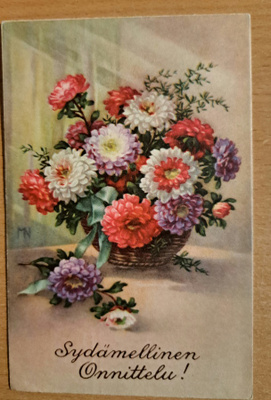 kukkakortti, iso kukkakori, kulkenut 1934