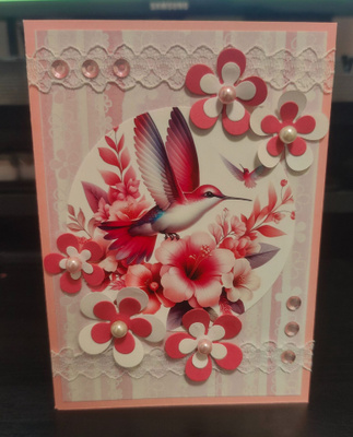 Käsintehty kortti kolibri