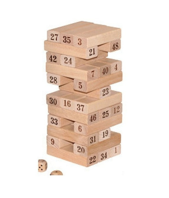 Jenga-peli, 54 puupalikkaa, koko: 7,2 x 7,2 x 22cm *UUSI*