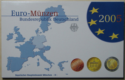 2005 PROOF setti- Saksa 1c - 2euro rahapaja D Munchen