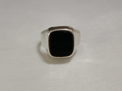 1961 Vintage kotimainen hopea sormus musta kivi SJ 813H H7