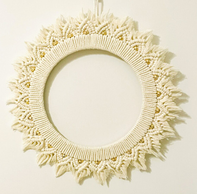 Makramee kranssi - Valkoinen - 35 cm