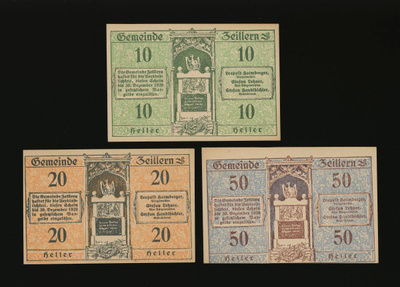 Itävalta Notgeld 10, 20, 50 Heller, Zeillern 1920