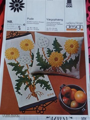 Kirjontamalli seinävaatteeseen Voikukat OOE