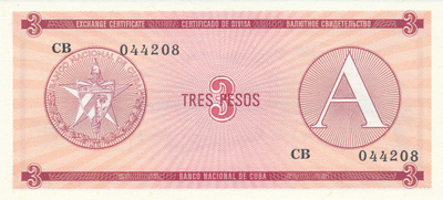 Cuba 3 Pesos 1985 P FX2 #153