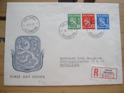 Malli 30:n (3 arvoa) FDC-kuori Savonlinnaan
