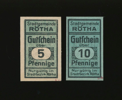 Saksa Notgeld 5, 10 Pfennig, Rötha