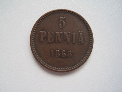 5 PENNIÄ 1865.  101