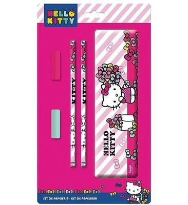 Hello Kitty: Penaali rasia, 2 lyijykynää, 2 pyyhekumia UUSI