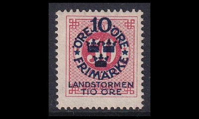 Ruotsi 95X ** Landstorm I 10+10/50 Öre (1916)