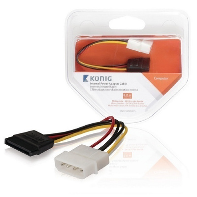 König Virtakaapeli Molex uros - SATA 15-pin naaras 15cm UUSI