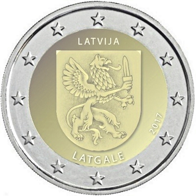 ** LATVIA 2€ 2017 Latgale pillerissä **