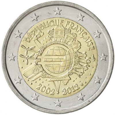 Ranska 2012 2 € Euro 10 vuotta UNC