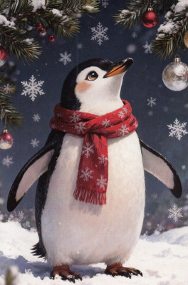 Pingviinillä punainen kaulaliina