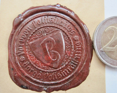 VANHA Sinetti Poliisilaitos Poliisi Porvoo n. 1920-l KOMEA