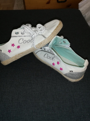 Upeat valkoiset kangas tennarit "Cool", bling bling, koko 35