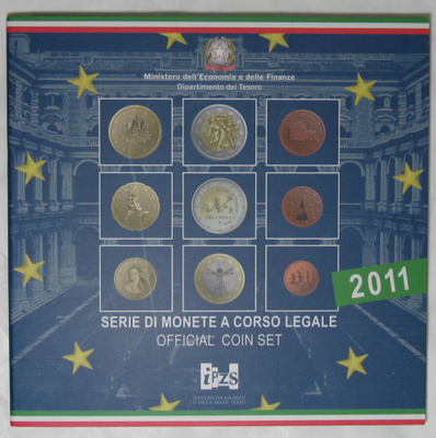 2011 ITALIA BU setti 1c-2 euro+ 2 euro juhlaraha