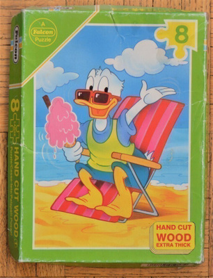vanha 8-palanen puinen Disney Donald Duck -palapeli