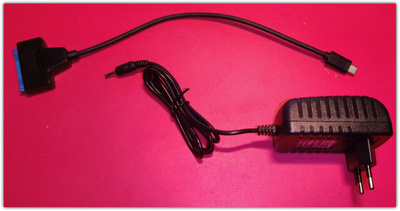 2,5/3,5" SATA - USB C -kovalevyadapteri + virtalähde #30937