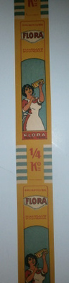 Flora-hankauspulveri - etiketti, vyöttää paketin