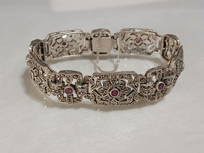 1900, Antique Art Deco Rubiini kivi & markasiitti kivi