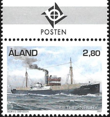 Åland 1997  Höyrylaivat 2,80 mk välilöpari logo ** LaPe 131