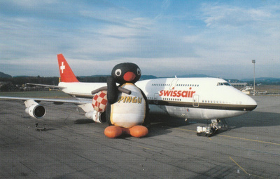 LENTOKONEKORTTI - SWISSAIR JA PINGVIINI