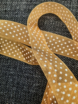 450cm keltainen polka dot organzanauha