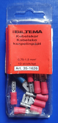 Kaapelinpäät 10 kpl 0,75 - 1,5 mm Biltema uudet  Avaamaton