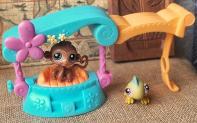 Littlest Pet Shop Tropical Trio Apina #373 & Iguaani #374