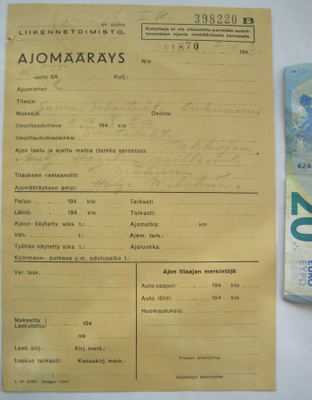 VANHA Ajomääräys Suojeluskunta 1943