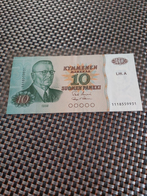 Pakka sileä 10mk seteli Litt A